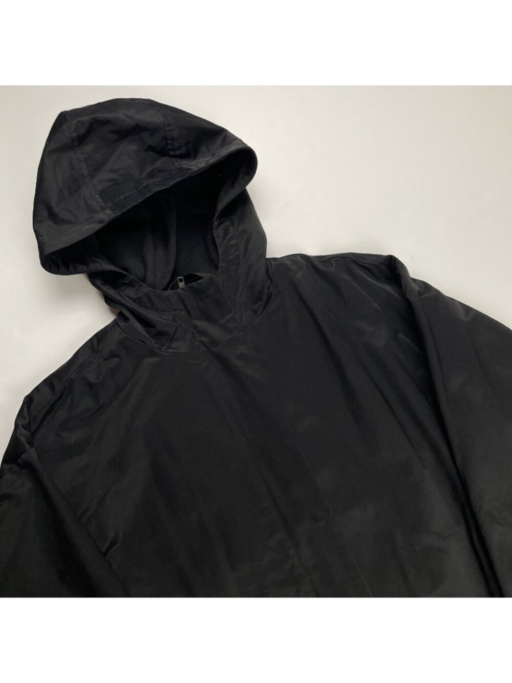 Eileen Fisher Fleece Lined Rain Jacket Women’s XS Black Full Zip Snap Hooded
